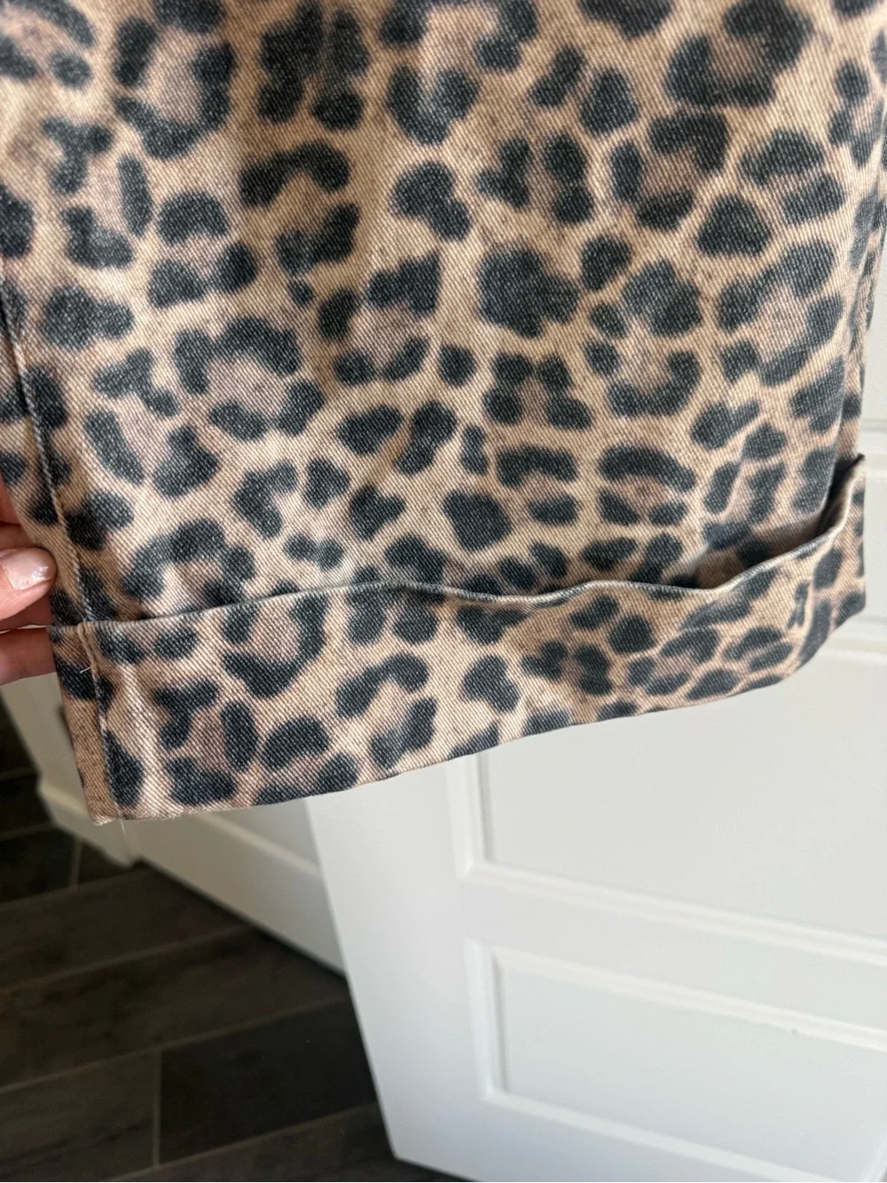 Pilcro Wide Leg Pants in Leopard Print Brown and Black - Picture 4 of 5
